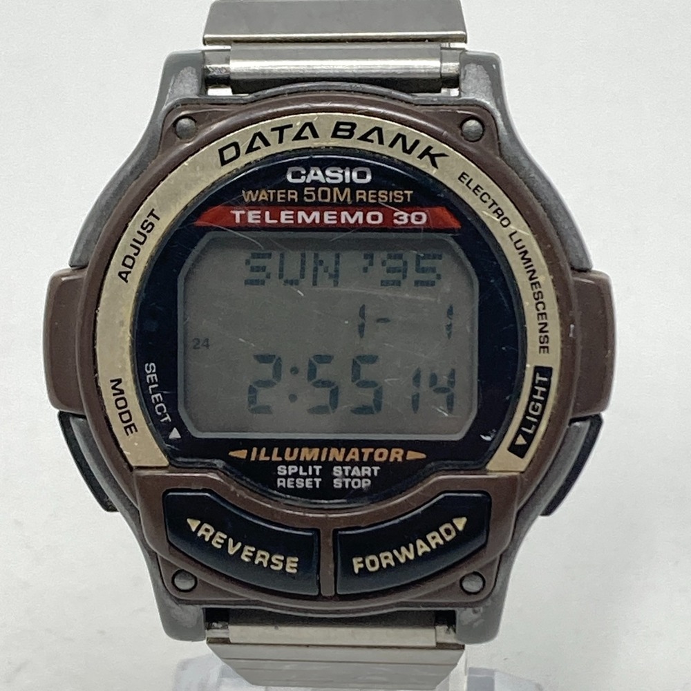 Vintage Casio Data Bank Telememo 30 Men's Watch 1600 DB-34H Digital New Battery